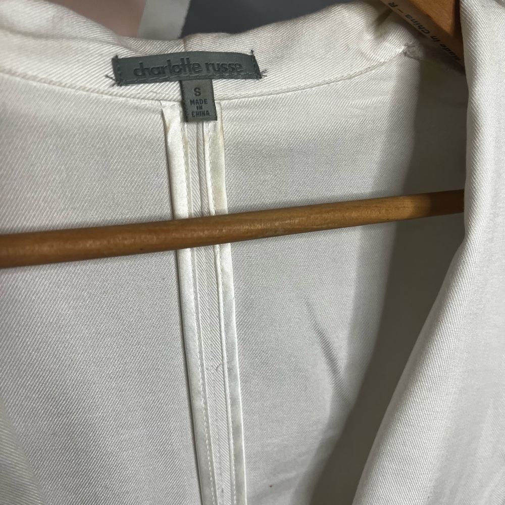 White 3/4 sleeve lightweight linen blazer